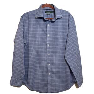 LAUREN RALPH LAUREN Men’s 16.5 34/35 Non Iron Shirt Blue Cotton